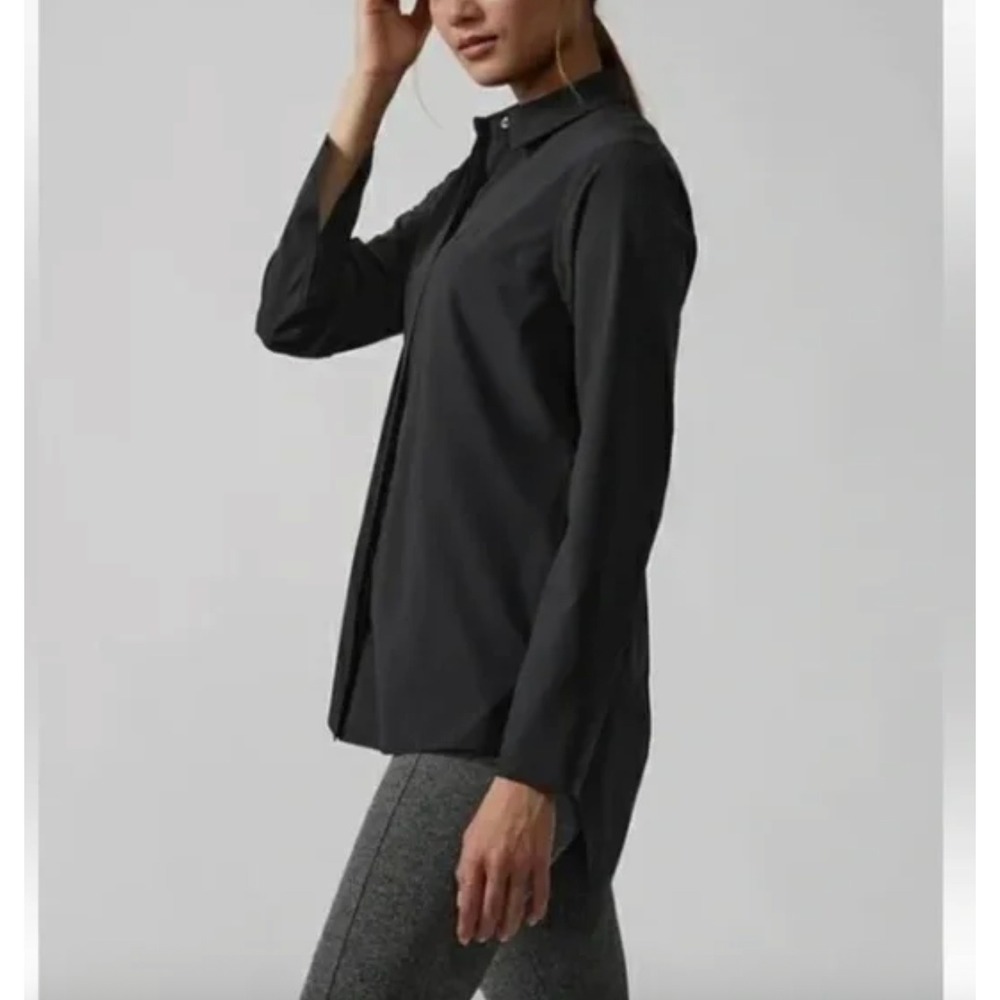 Athleta Black Button Down Collared Long Sleeve Sh… - image 1